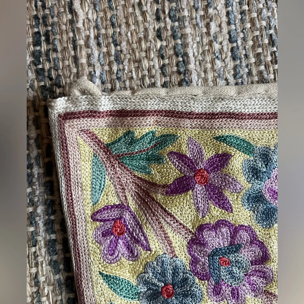 Floral Tapestry with Purple and Green Accents